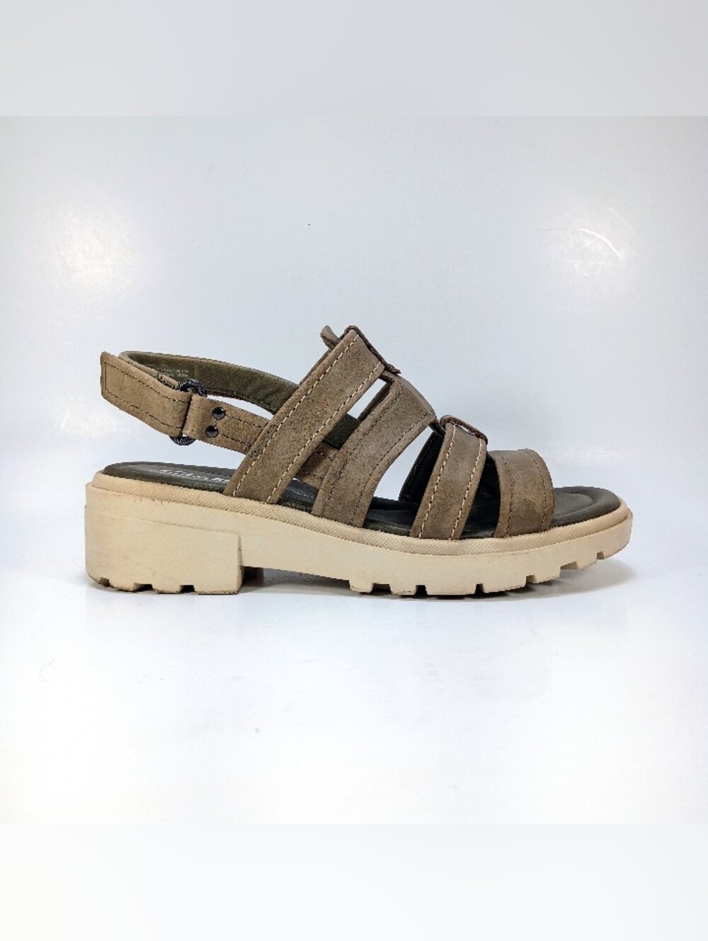 Clarks Coast Shine Womens 7.5 Olive Ankle Strap Fisherman Sandals